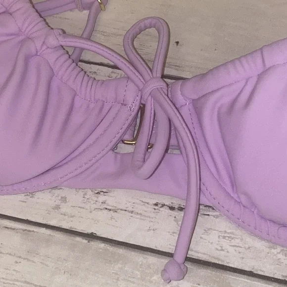 Xhilaration Bikini Top Womens XS Purple Lavender Solid Tie Front NEW Target XS - Picture 2 of 6